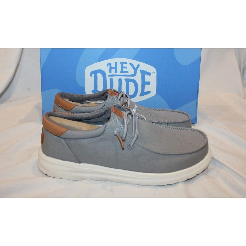 Hey Dude Paul Canvas Men's Lace-Up Sneakers MONUMENT GRAY NIB SZ 8